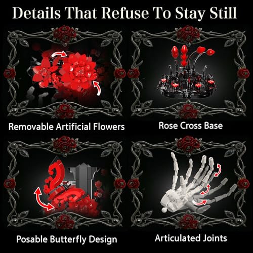 Gothic Decor Gothic Cross Skull Hands Building Set Halloween Decor(901PCS) - image 7