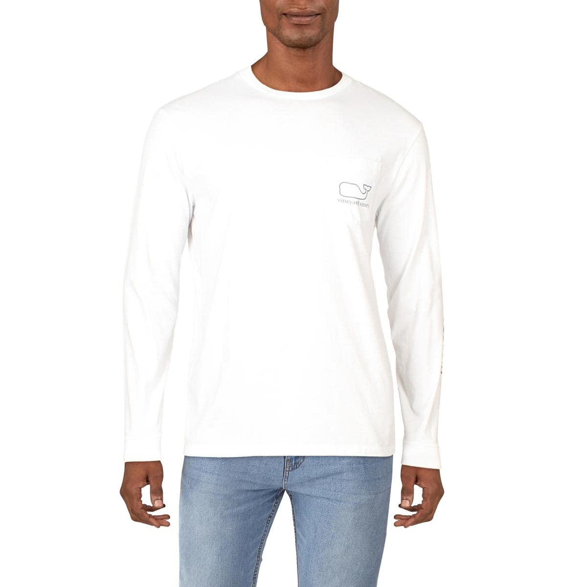 Men's Long-Sleeve V V Whale Pocket T-Shirt