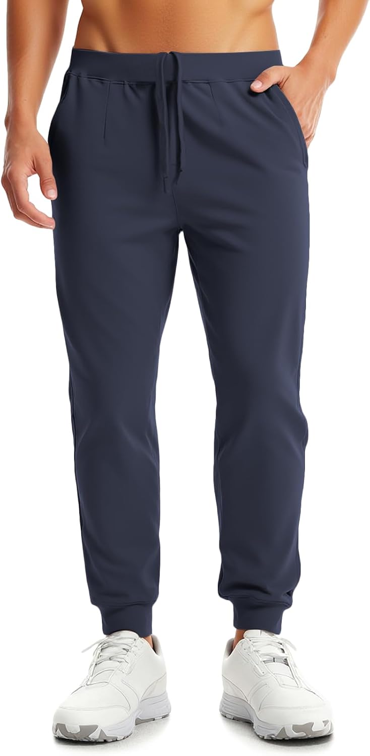 Aolesy Men's Joggers Sweatpants with Zipper Pockets Stretch Athletic Gym Pants for Workout, Running, Golf (Fleece & Regular)