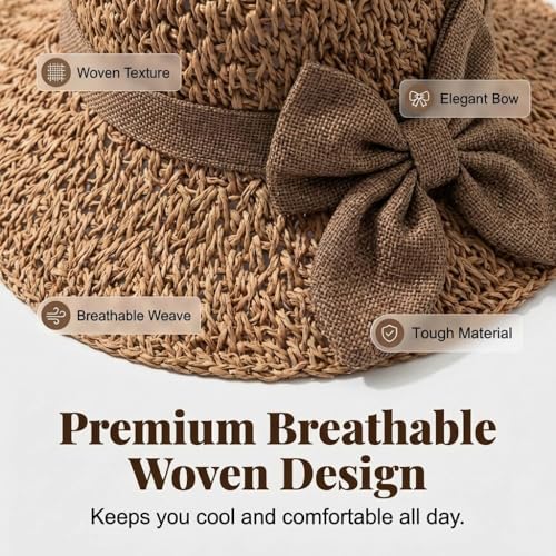 Sombrero de paja elegante para mujer con ala ancha miniatura 6