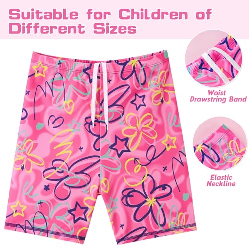 WAWSAM 2 Pieces Girls Rash Guard Toddler Swimsuit Girl Swimsuit Short Sleeve Bathing Suit for 3-6 Years3