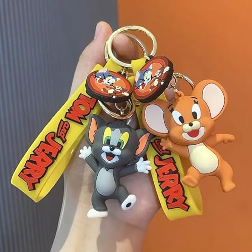Image of Cute Cartoon Character Silicone 3D Key Chain with Strap Charm & Metal Hook, Merchandise Key Rings Gift for Kids Girls Boys Men & Women