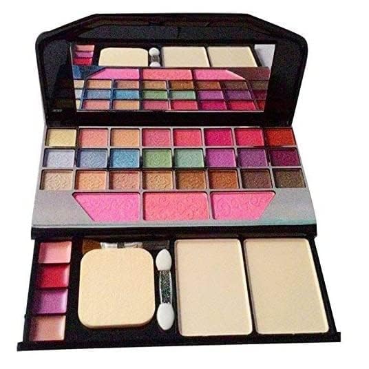 Image of SHISHI TYA Fashion 6155 Multicolour Makeup Kit with 7Pcs Black Makeup Brushes with 1 Pink Beauty Makeup Blender - (Pack of 9)