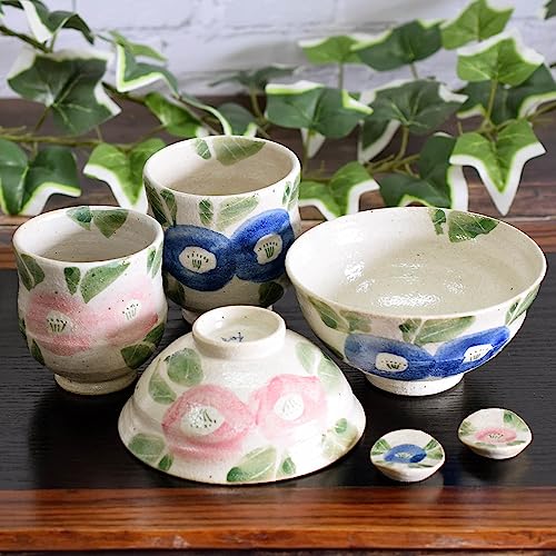 和座の蔵 おしゃれ 夫婦茶碗 湯呑み ペア 食器セット 九谷焼 睦揃 椿文 陶器 高級 ブランド 和食器 日本製 結婚祝い プレゼント 還暦祝い 古希祝い 喜寿祝い 米寿祝い ギフト