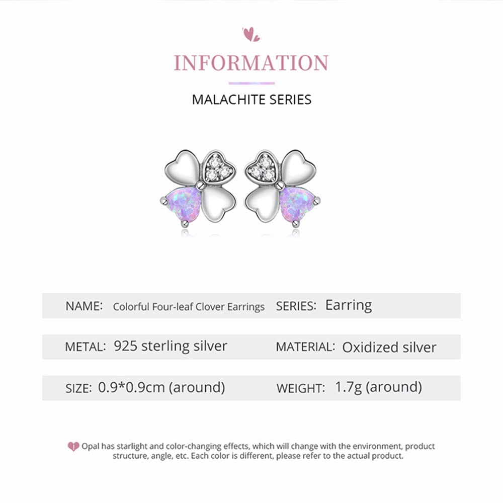 WZGWDC Sterling Silber Schmuck, 925er Silber Sterling Vierblättrige Blumen Ohrstecker für Frauen und Mädchen