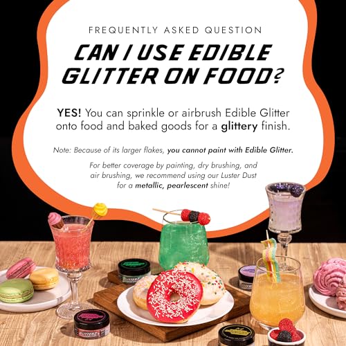 Image of MONEGASQUE Orange Edible Glitter for Drinks & Cakes, Cocktail Glitter, 10g | Sparkle Powder, Vegan, Gluten-Free, for Pastry Chefs & Home Bakers, Beverage Shimmer Powder, for Bakers & Mixologists