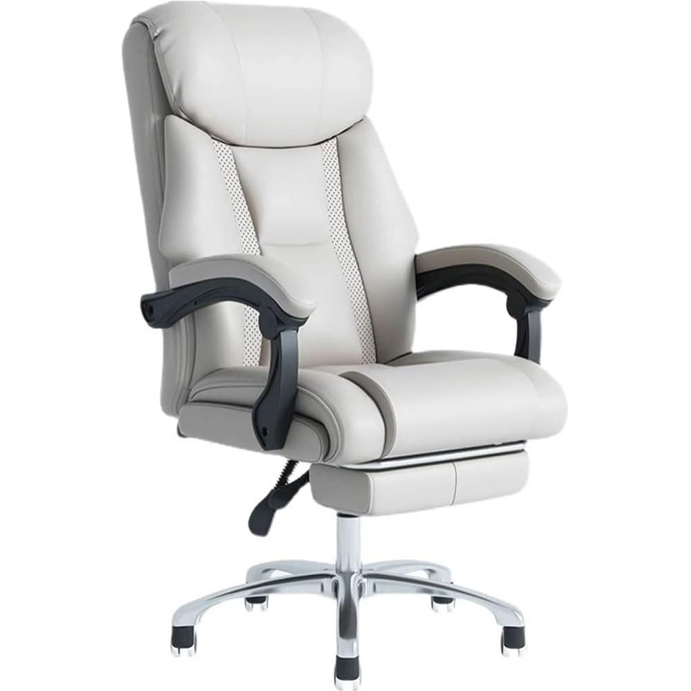 HTTGDGDH Adjustable Gaming Chair With Reclining Feature & Footrest - Ergonomic Pu Leather Swivel Chair For Home Office & Conference Room Use,Bianco