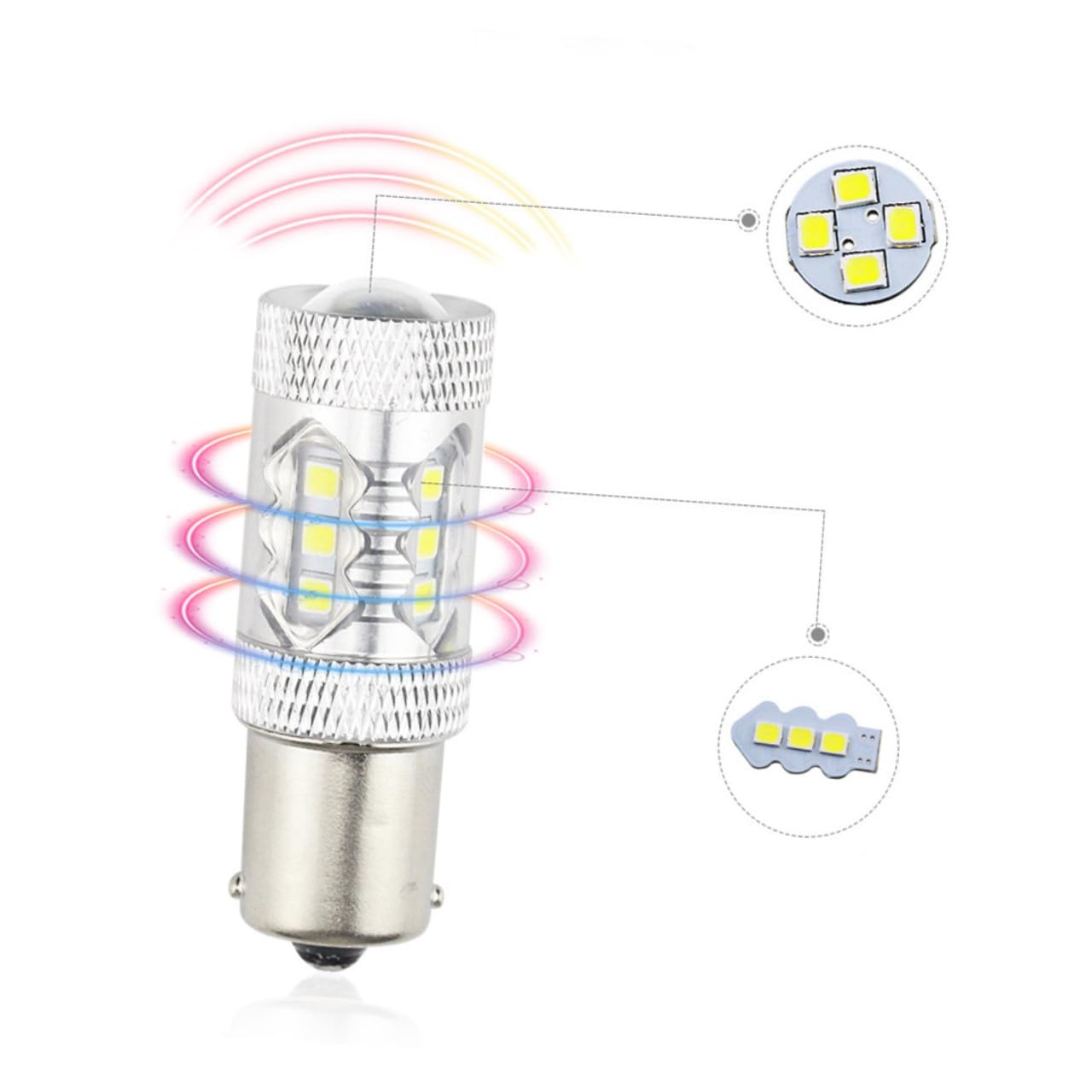 OUNONA 3 Zestawy 80w Ba15s P21w Żarówka Led do Tylnych Świateł Hamowania Samochodu Sygnalizacyjna Microseconds Jasna Aluminiowa Obudowa 4 Szt.*3