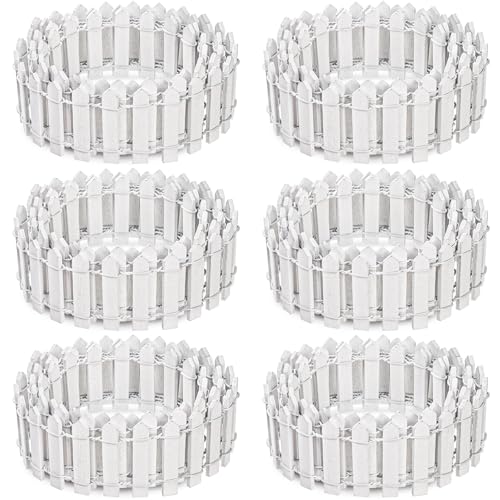 Elsjoy 6 Pieces 35 Inches (Total 210') Miniature Fairy Garden Fence, Decorative Wood Picket Fence Mini White Garden Fence for Crafts, DIY Project