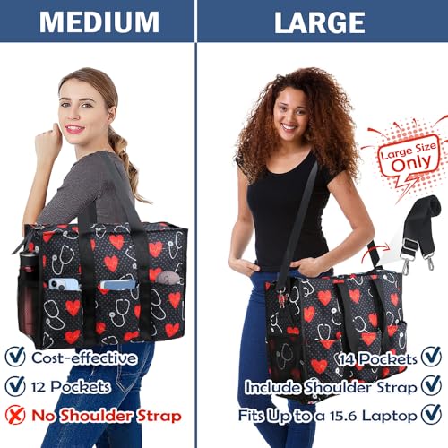 Image of Nurse Bags for Work Nursing Bag Multiple Pockets Waterproof Organizing Zip Top Clinical Bag for Nursing Students Home Health