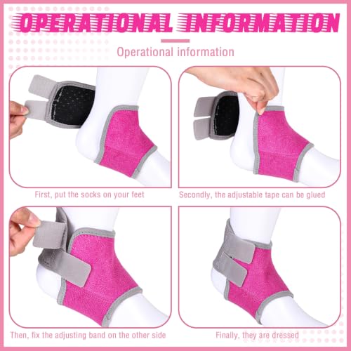Image of Tarpop 4 Pairs Kids Ankle Brace Set Foot Support Stabilizer Wraps Protector Guard Knitted Ankle Sleeve Sock Support Compression Socks for Injury Prevention (Medium,Pink)