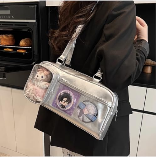 Ita Bag Shoulder Bag Anime Pin Display, PU Leather, Cute Bow Bear Charm, Work Trip Daily, Gift for Friends3