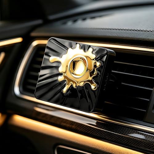 Image of Magnetic Car Air Freshener Vent Clip, Black Gold Zinc Alloy Car Diffuser for Vehicle Interior Decor Gift