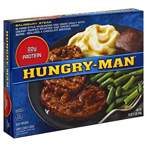 HUNGRY MAN TV SALISBURY STEAK DINNER 1 LB PACK OF 3