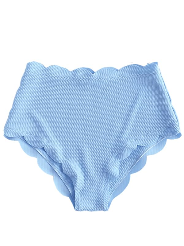 ZAFUL Women's Scalloped Swimsuits Textured Swimwear Wide Strap Top High Waisted Swimsuits Separate2