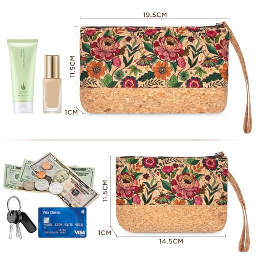 Image of boshiho Natural Cork Clutch Wristlet Wallet Cell Phone Card Holder Coin Purse Bag