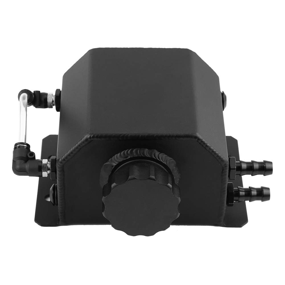 Bouteille de Reniflard de Bidon de Récupération d'huile Moteur en Aluminium de 1 L avec Bouchon de Vidange Bidon Froid Noir pour Bouteille de Reniflard de Récupération d'huile