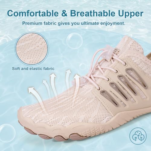 Image of Hike Barefoot Water Shoes for Women Men Footwear, Quick Dry Wide Toe Box Pro Beach Swim Athletic Sports Shoes, Non-Slip Lightweight Aqua Shoe for Pool Hiking Walking Kayaking Diving Surfing
