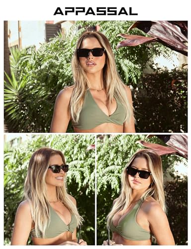 Retro Rectangular Sunglasses for Women Men Trendy Narrow Vintage Wide 90s Revival Sunnies AP3752
