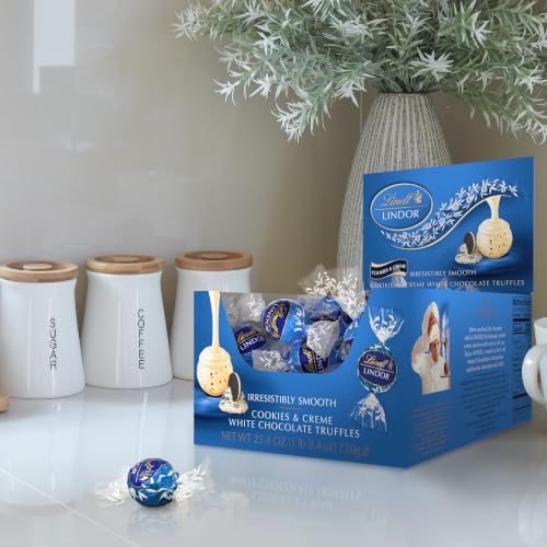Lindt LINDOR Cookies & Creme White Chocolate Candy Truffles, 25.4 oz, 60 Ct - image 2