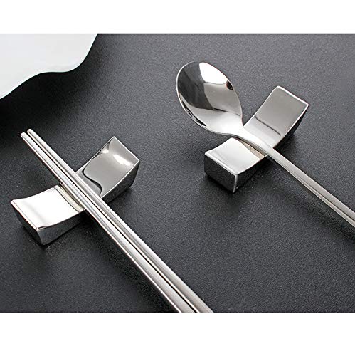 LHKJ 4 Pack Gepolijst Rvs Eetstokjes Rest Rack tool Rest en Zilveren Eetstokjes Houder Keuken Tafel Tool