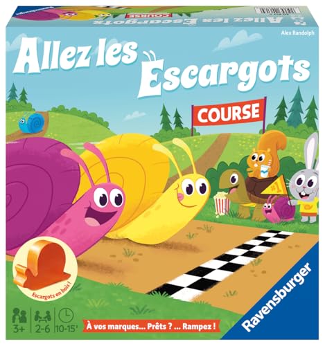 Ravensburger - Allez Les Escargots - Jeu de Société 3 Ans et Plus - Course d'Escargots - 2 à 6 Joueurs - 20617 - Version Française
