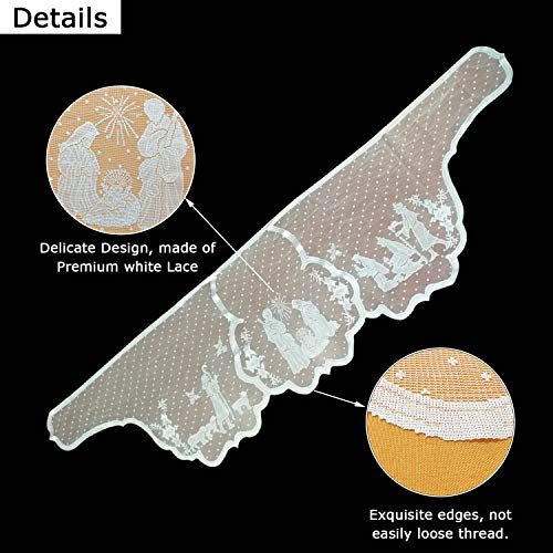 Lace Mantle Scarf For Christmas Winter Holiday Fireplace Decorations - White Christian Jesus Cover Decorations For Home Living Room #TOP2