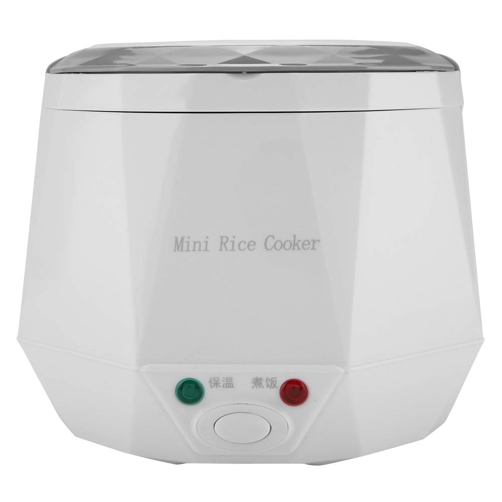 Olla arrocera eléctrica para automóvil, vaporizador de alimentos multifuncional portátil de 12 V y 100 W con revestimiento antiadherente, adecuado para viajes, camping, oficina, (Blanca)