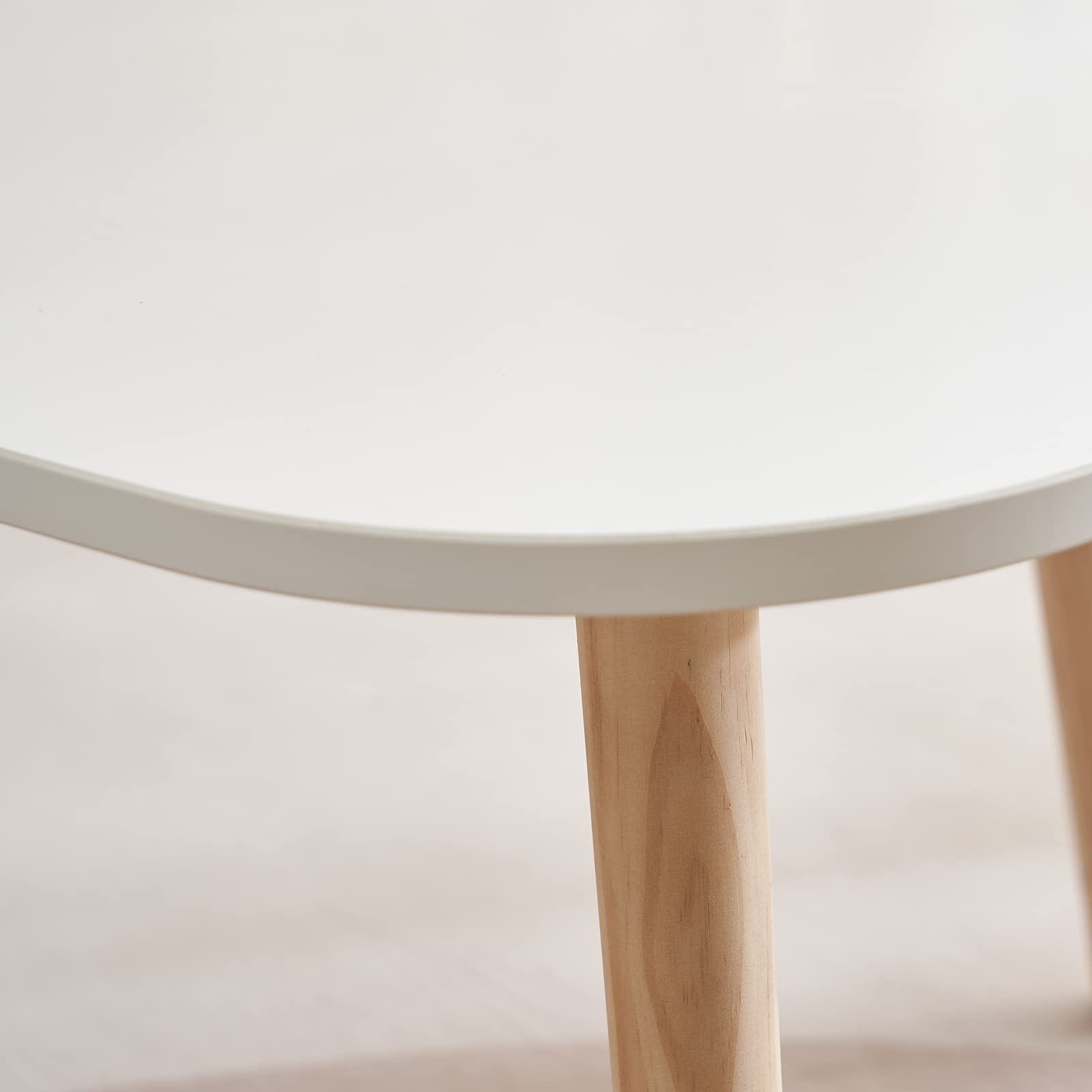 Juego de 2 mesas bajas redondas bicolor, madera de ingeniería, mesas de café gigognes, mesa auxiliar escandinava, para salón, dormitorio, patas modernas de madera, 55 x 55 x 45 y 40 x 40 x 40 x 40 cm