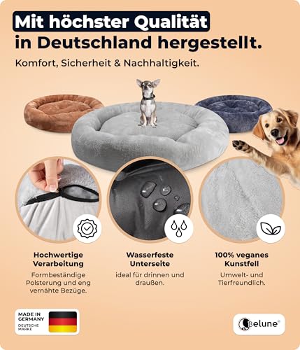 Belune® Donutkissen Deluxe [Dunkelgrau, 70cm], waschbar, Hundebett kleine Hunde, Hundedonut Kissen kleine Hunde