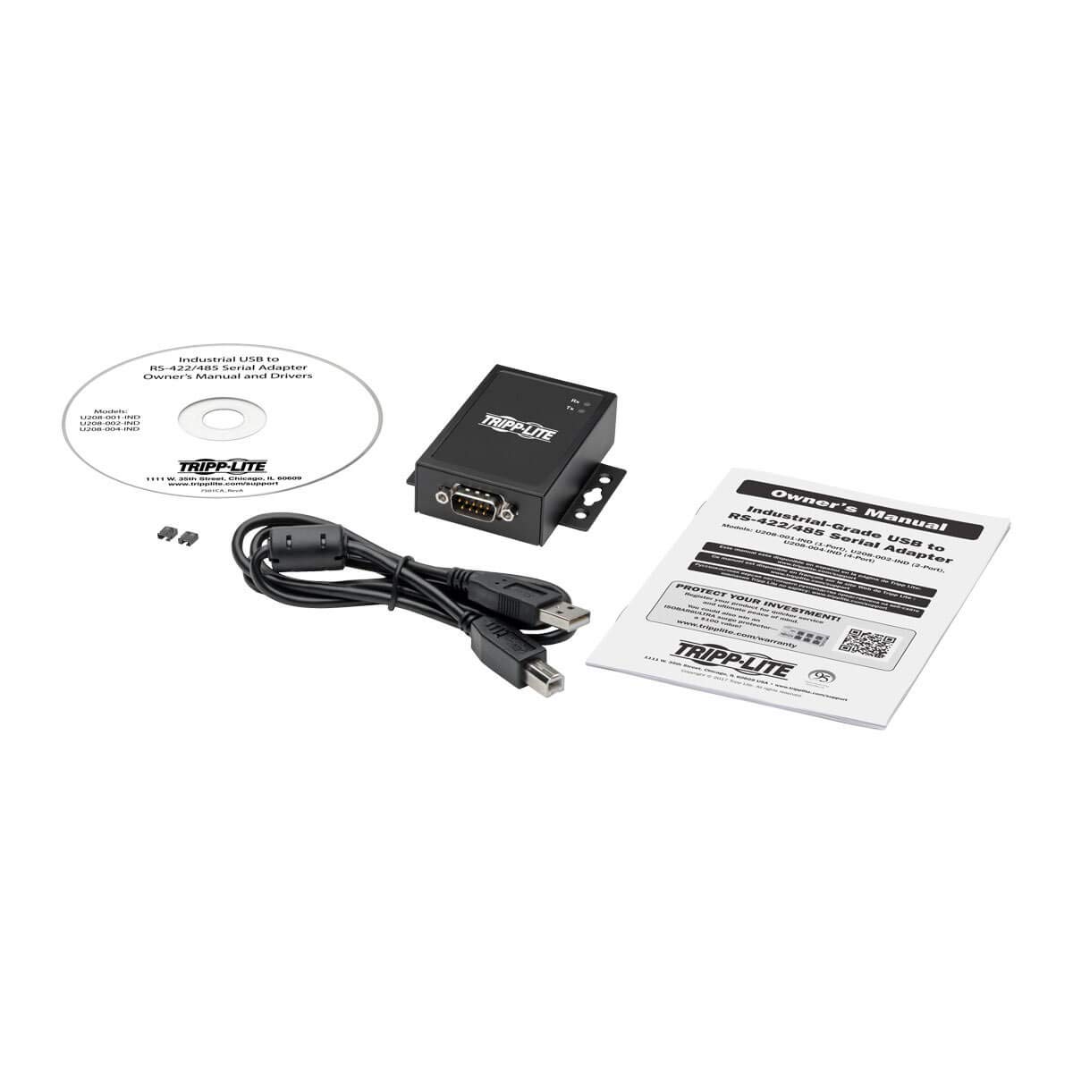 Tripp Lite Convertidor de Adaptador USB a Serie de 1 Puerto, RS-422/RS-485 USB a DB9, chipset FTDI Integrado (U208-001-IND)