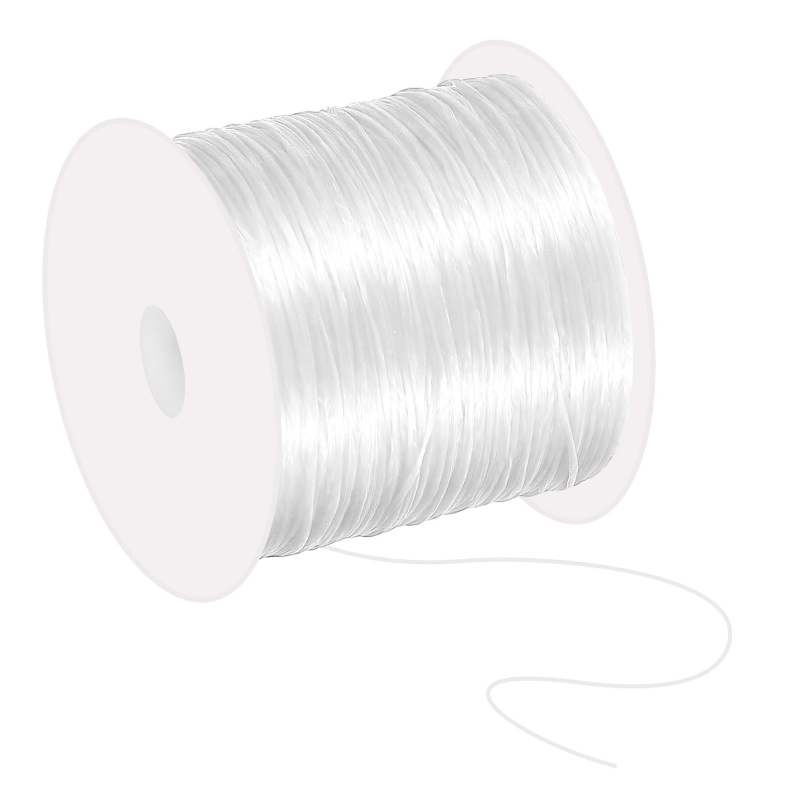 PATIKIL 66 Yard Flat Stretchy Bracelet String, 1mm Elastic Rubber, White, 60m