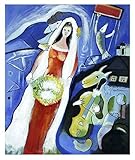  Social Crazy Stampa in Tela Canvas 100% QUALITà ITALIA - Chagall - La mariée - effetto Dipinto Idea Regalo Casa quadro cucina stanza da letto soggiorno (40x56 cm)