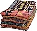 Royal Craft Wholesale Lot of Indian Vintage Kantha Quilt Handmade Throw Reversible Blanket Bedspread Cotton Fabric Bohemian Quilt (5), Assorted Colors, 85X55 Inches (216X140 CM)