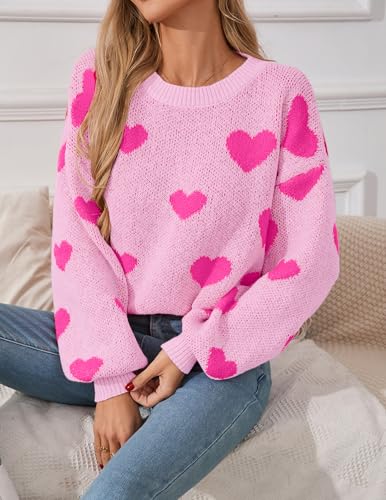 Image of Libsorge Womens Valentine Heart Sweater 2026 Valentines Day Trendy Cute Oversized Long Sleeve Pullover Sweaters