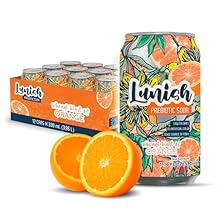 Lunish Prebiotic Soda Orange, Light & Refreshing Low Sugar Soda with 4g Prebiotic Fiber, Apple Cider Vinegar, 20 Calories, 12 Pack