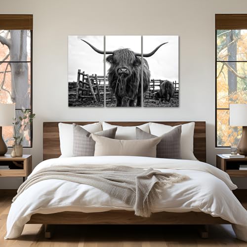 Nachi-Wall-3-Piece-Animal-Canvas-Wall-Art-Black-and-White-Highland-Cow-Pictures-Longhorn-Cattle-Wall-Painting-Prints-Contemporary-Artwork-Living-Room-Farmhouse-Decorations Nachi Wall 3 Piece Animal Canvas Wall Art Black and White Highland Cow Pictures Longhorn Cattle Wall Painting Prints Contemporary Artwork Living Room Farmhouse Decorations