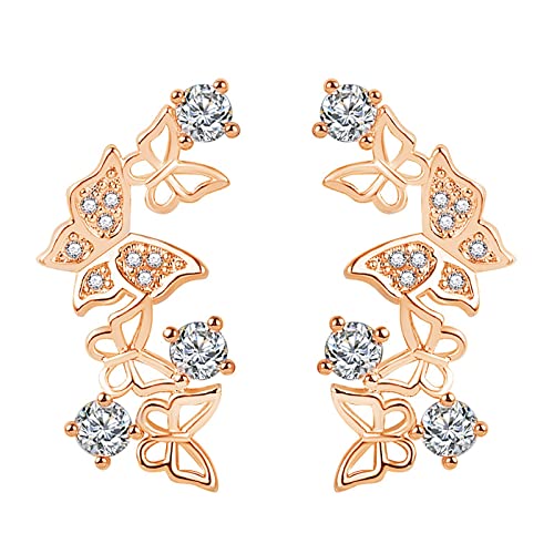 Boucles d'oreilles pour femmes noires et dorées en cristal 3D CFWSHJ