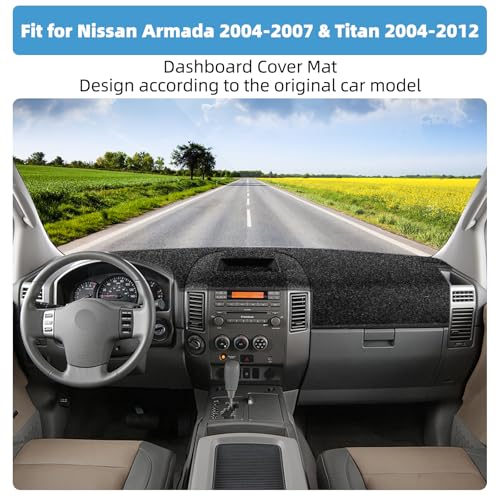 Image of Dash Cover Mat for Nissan Armada 2004-2007 & Titan 2004-2012 Non-Slip Dashboard Cover Mat Sunshade UV Rays Protector Interior Accessories