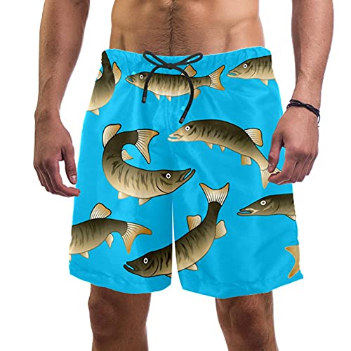 Short de bain pour homme Muskie Fishes bleu multicolore taille XL