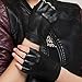 Nappaglo Women Leather Half Finger Fingerless Goves Lambskin Outdoor Driving Motorcycle