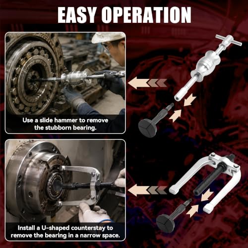 KOOPOOL 16Pc Blind Hole Bearing Puller Kit – Slide Hammer, Collet Set (Red) by KOOPOOL - Image 5