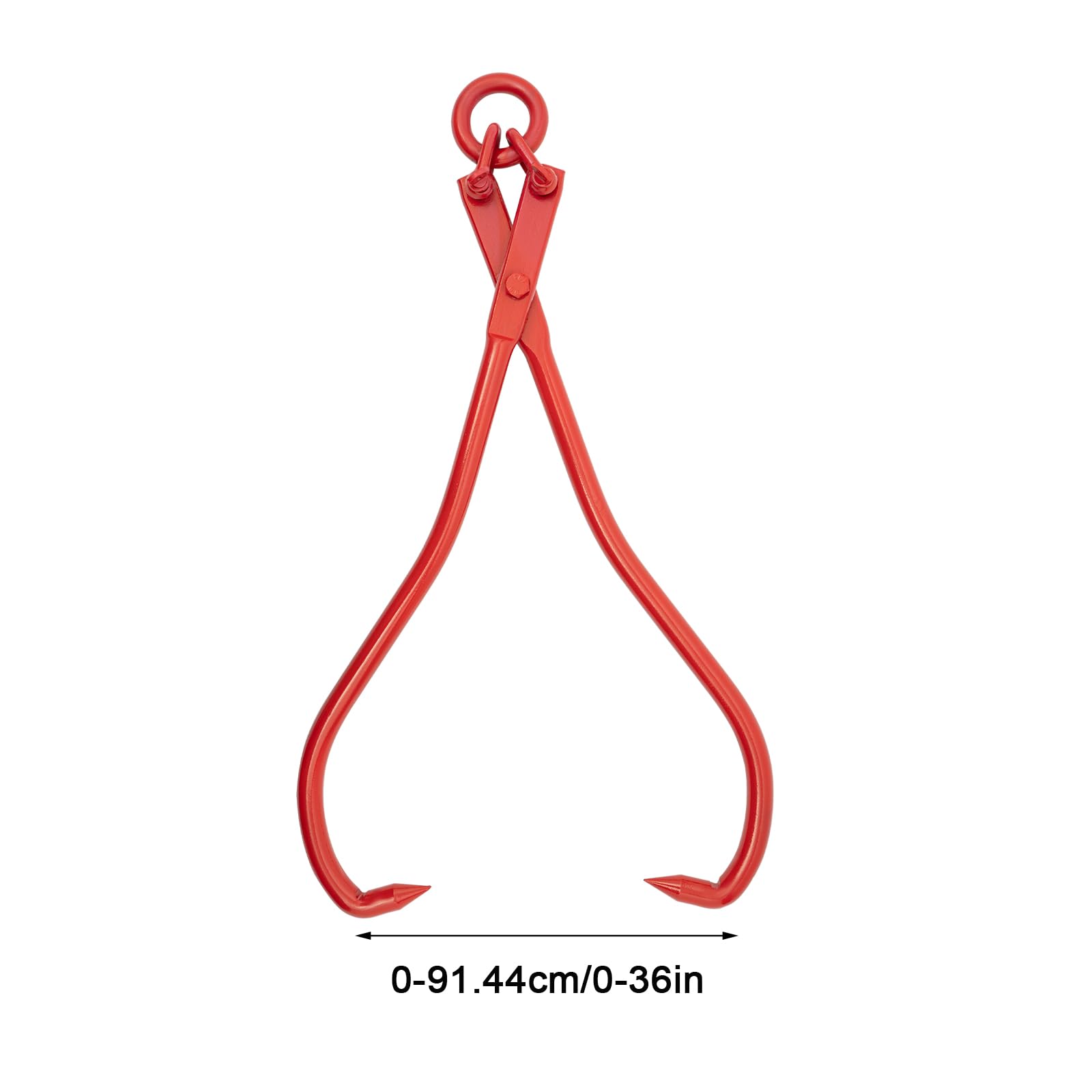 Pinza a mano rossa per la lavorazione del legno, pinza forestale per tronchi d'albero fino a 910 mm, forza di trazione 1000 kg con 2 punte di serraggio