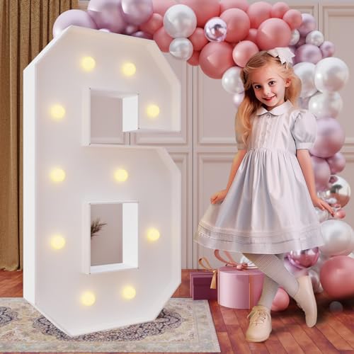 Marquee Numbers 4 ft DIY Light-Up Kit - 6th Birthday Decor