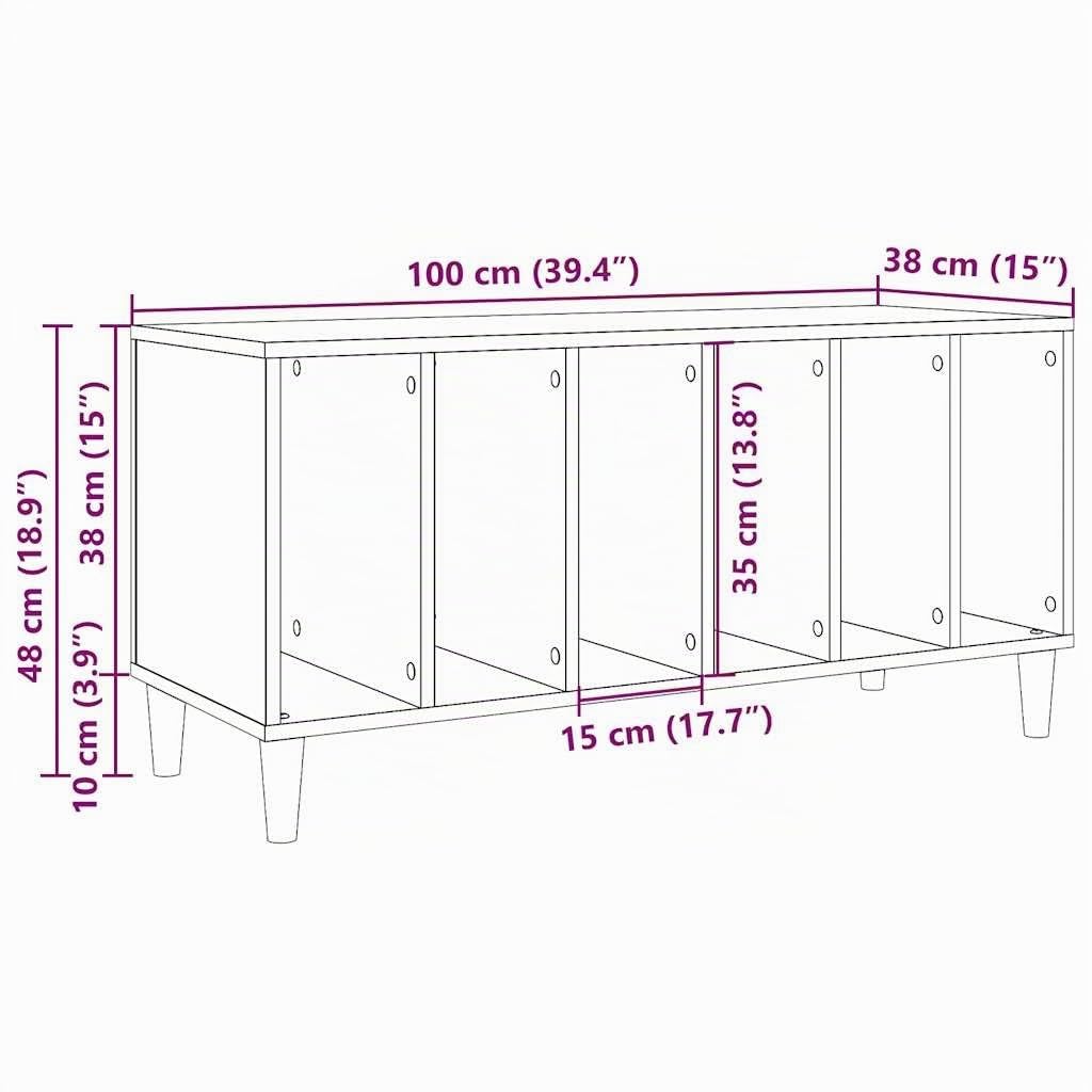vidaXL Mobile Porta Dischi Legno Antico 100x38x48 cm Legno Multistrato, Mobile per Giradischi, Porta Dischi, mobiletto Porta vinili