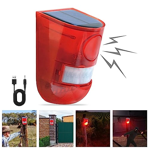 Chunhee Solar Strobe Light Alarm Motion Sensor Outdoor Sound Alarm Siren Solar Alarm With Motion Detector 129Db Security Siren Light Ip65 Waterproof For Farm,Villa,Home,Yard,Barn #TOP2