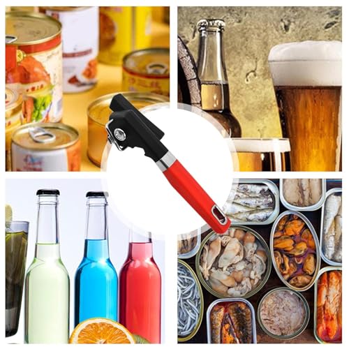 Handheld Can Opener, Can Opener Manual, Handheld Heavy Duty, Utensili manuali in acciaio con manico ergonomico, taglio liscio semplici da cucina - immagine 5
