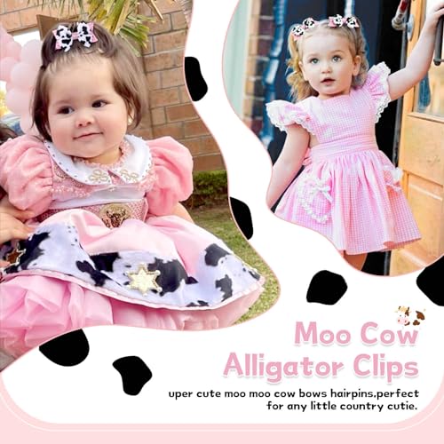 2PCS Cute Moo Cow Print Hair Bows - Clips para niñas miniatura 5