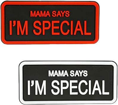 2 Pcs Funny Mama Says I am Special Patch 3D PVC Rubber Applique Emblem Hook Backed