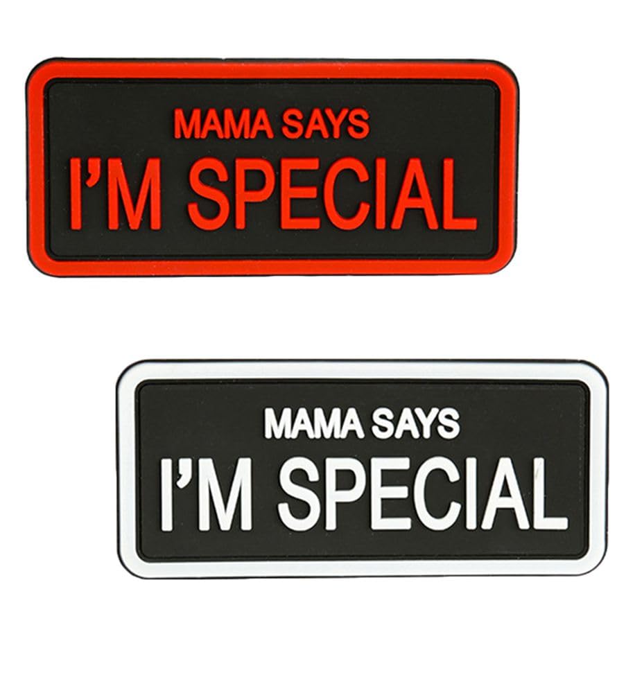 2 Pcs Funny Mama Says I am Special Patch 3D PVC Rubber Applique Emblem Hook Backed